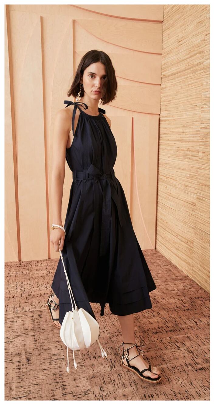 Ulla Johnson Joni Tie-Detailed Belted Cotton-Poplin Midi Dress Size 8
